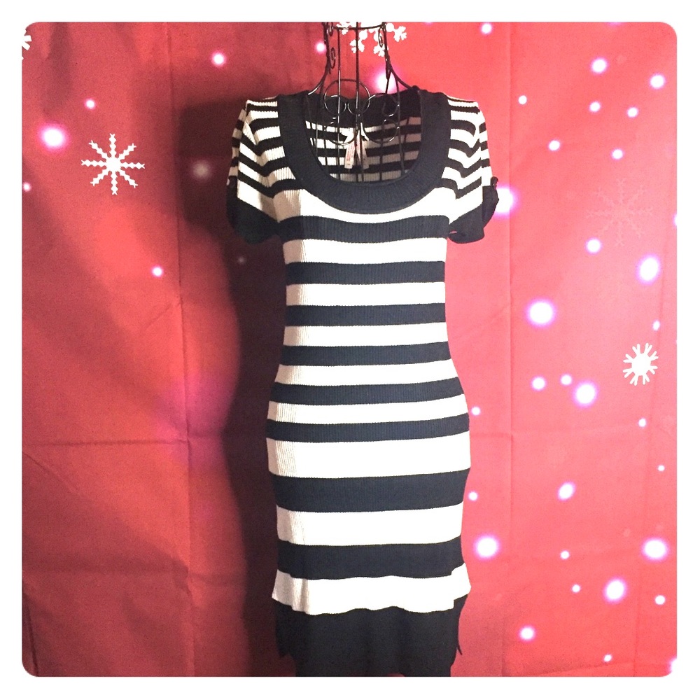 Black and white striped sweater dress size M